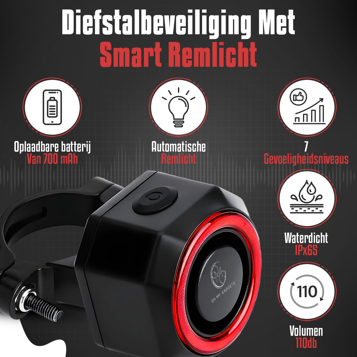 O.M.G Fietsalarm met Achterlicht en Remsensor - OMGSecurity