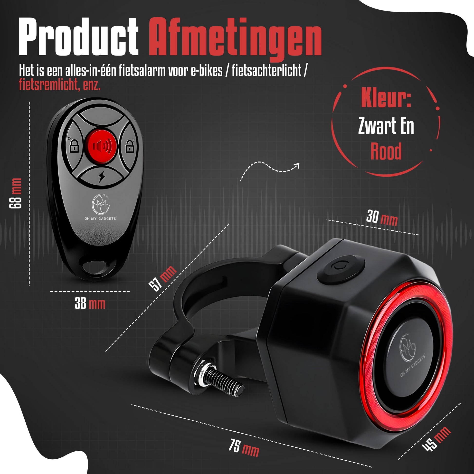 O.M.G Fietsalarm met Achterlicht en Remsensor - OMGSecurity