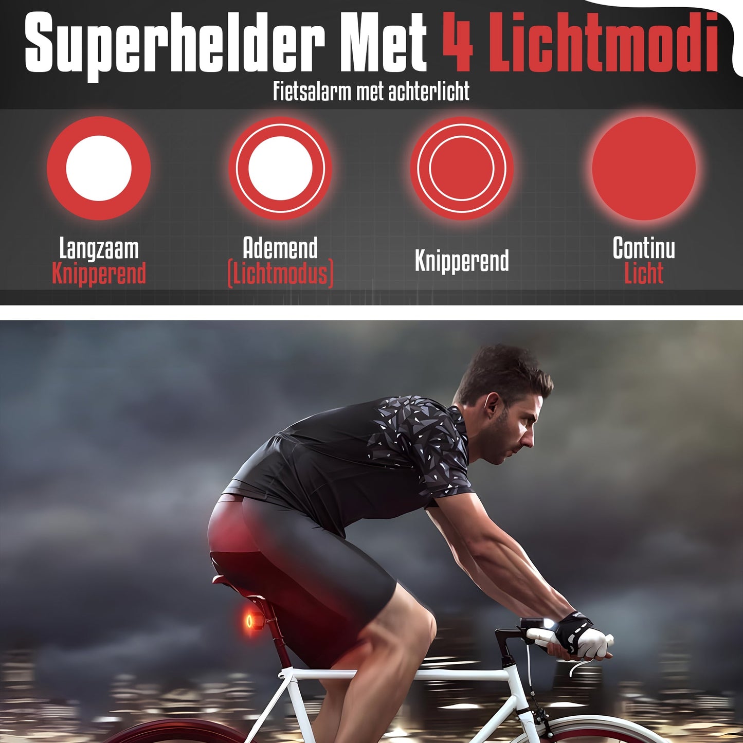 O.M.G Fietsalarm met Achterlicht en Remsensor - OMGSecurity