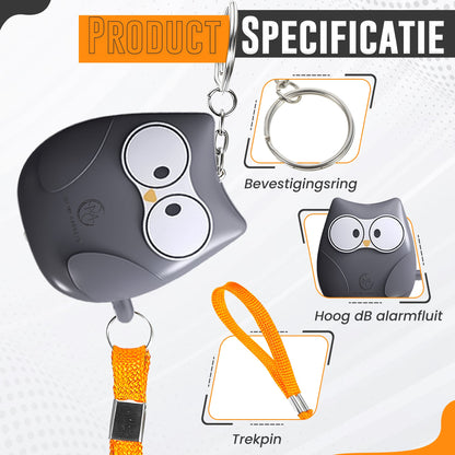 O.M.G Persoonlijk Alarm Uil Grijs 130dB - OMGSecurity