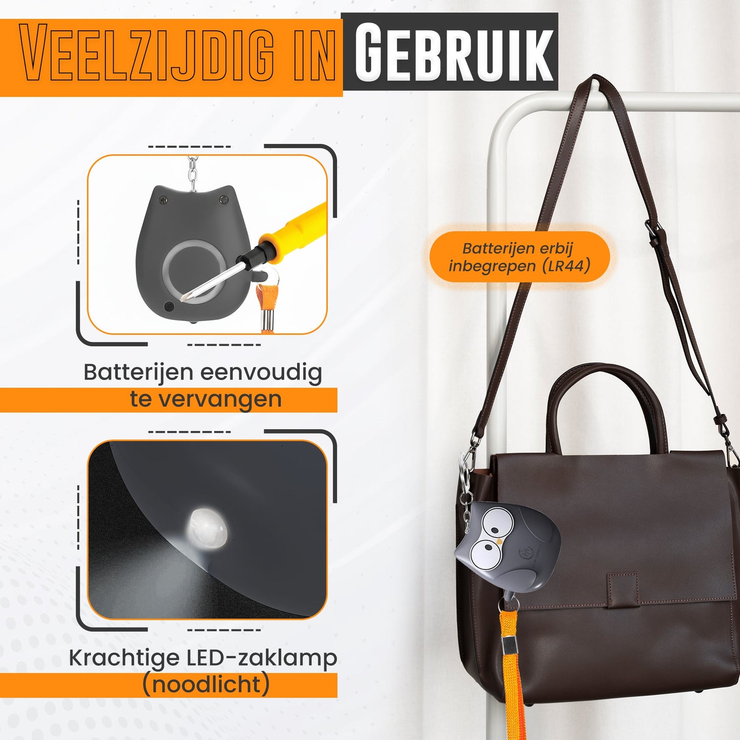 O.M.G Persoonlijk Alarm Uil Grijs 130dB - OMGSecurity