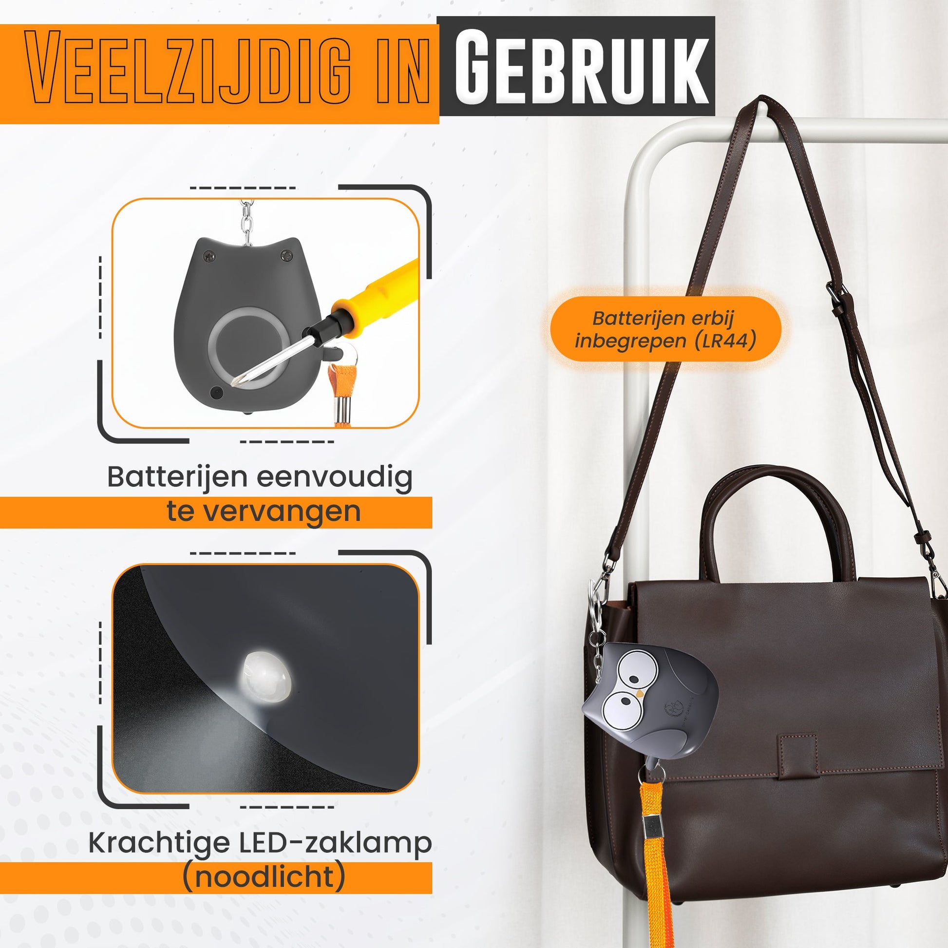 O.M.G Persoonlijk Alarm Uil Grijs 130dB - OMGSecurity