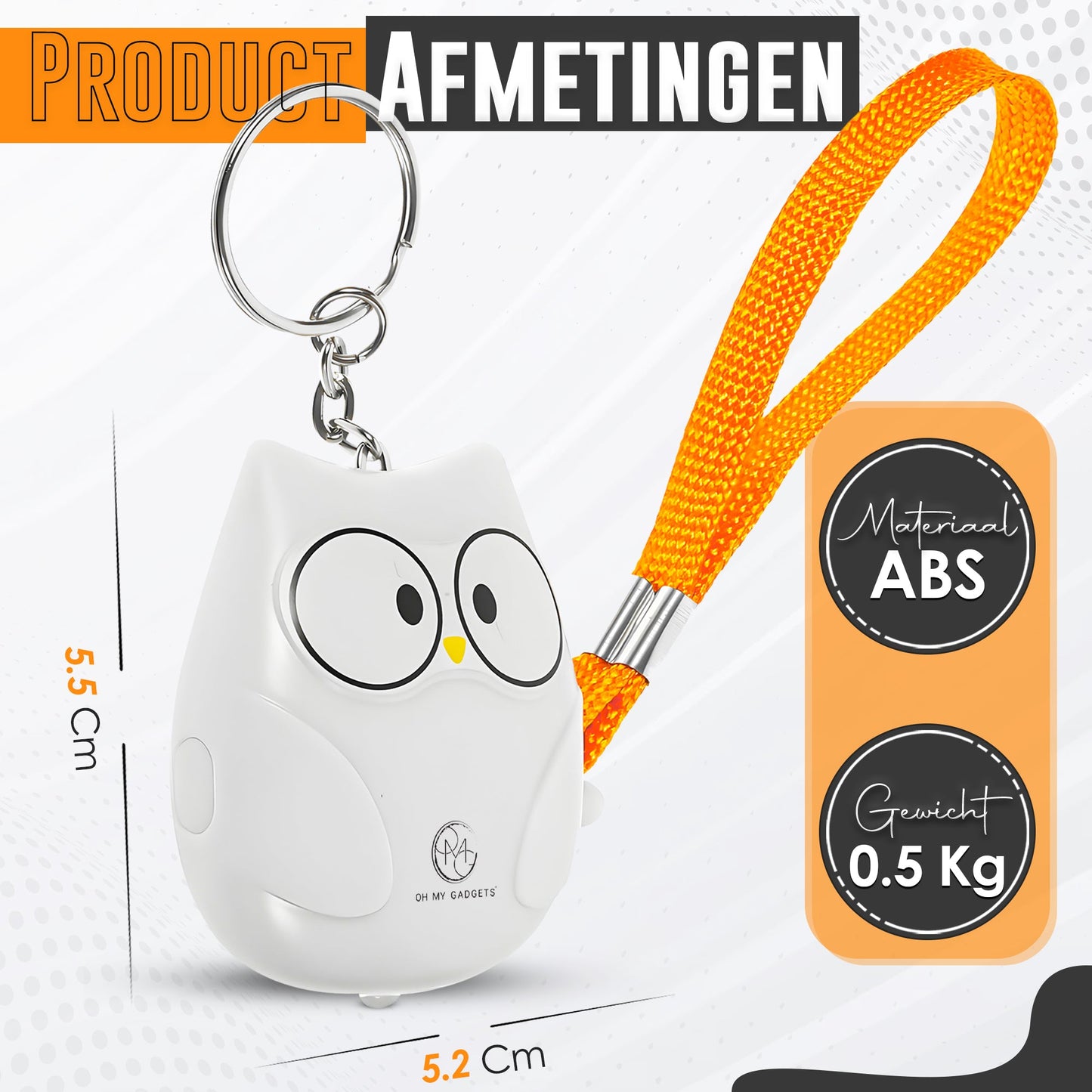 O.M.G Persoonlijk Alarm Uil Wit 130dB - OMGSecurity